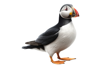 Fototapeta premium A majestic bird, close up, gracefully poised on a crisp white background