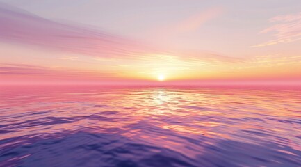 Fototapeta premium The sun setting behind the horizon, casting warm hues on the tranquil body of water