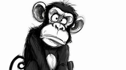 Cheeky Chimp: Playful Hand-Drawn Monkey Doodle. Generative AI