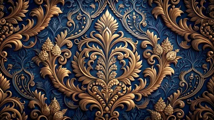 Tuinposter Step into a world of luxury and refinement with the intricate Damask pattern, characterized by its richly detailed designs and sumptuous texture, adding an air of sophistication and opulence to any se © Vivianalens