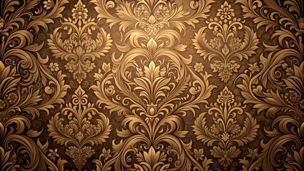 Step into a world of luxury and refinement with the intricate Damask pattern, characterized by its richly detailed designs and sumptuous texture, adding an air of sophistication and opulence to any se - obrazy, fototapety, plakaty