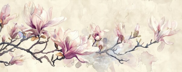 Obraz na płótnie Canvas An ordinary but gorgeous magnolia watercolor painting