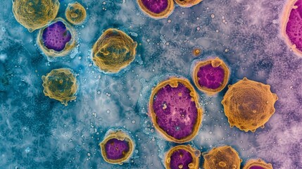 Obraz na płótnie Canvas Virus colony seen under a microscope 