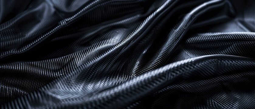 tight weaving fiber, harsh lighting and waves of black carbon fiber cloth