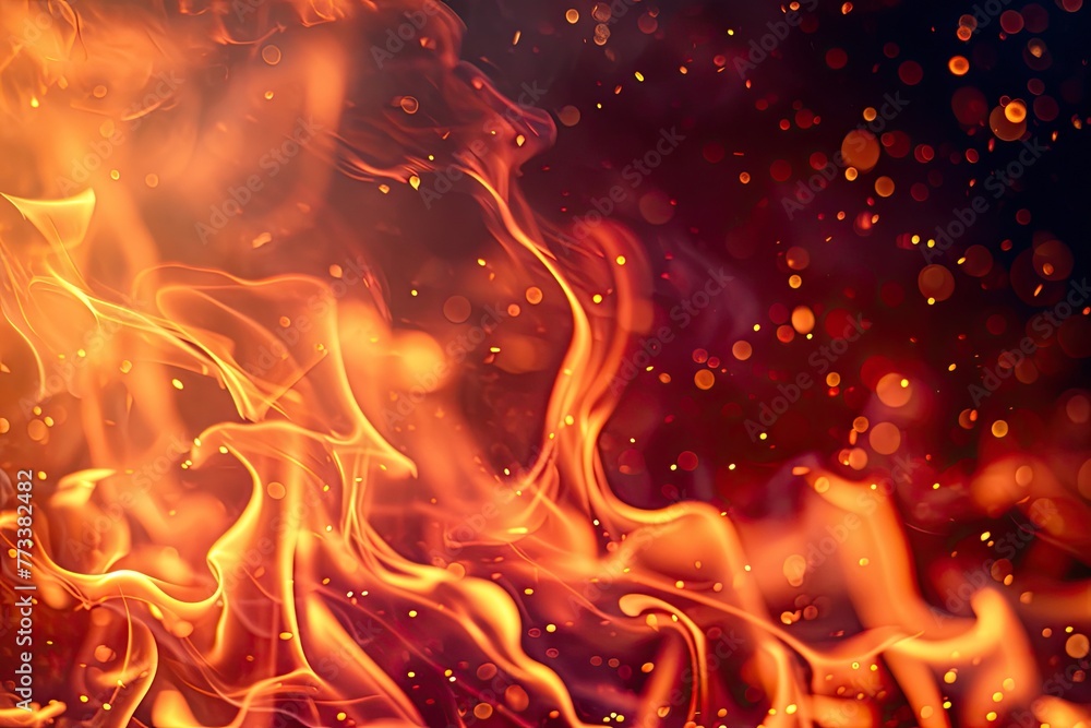 Aufkleber Fiery background with vibrant flames creating a dynamic scene, A captivating backdrop ablaze with vibrant flames