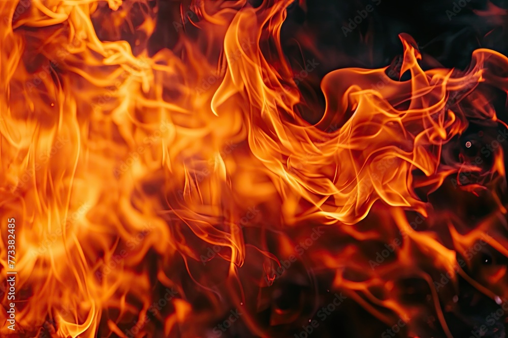 Fototapete fiery background with vibrant flames creating a dynamic scene, a captivating backdrop ablaze with vi