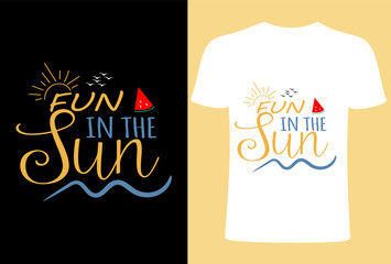  Sun in the Fun, Summer  T- shirt Design, , Summer typography, vibes, Sun, fashion ,print vector T-shirt Design, Shady beach Summer Sunshine on my Mind T-shirt - obrazy, fototapety, plakaty