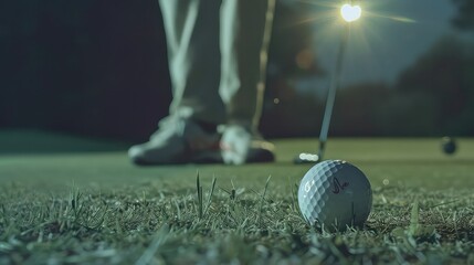 Golf club and ball on grass,Golfer play golf in a country club,Thailand people,The golf training before the competition.