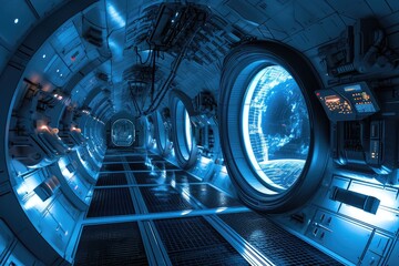 Futuristic 3D space station with high-tech elements, An awe-inspiring futuristic 3D space station...