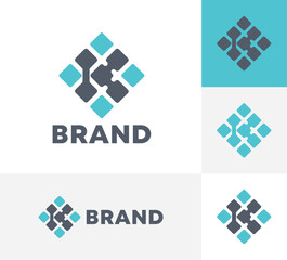 Letter K Technology Monogram logo for sale. Modern K pixel technology symbol.