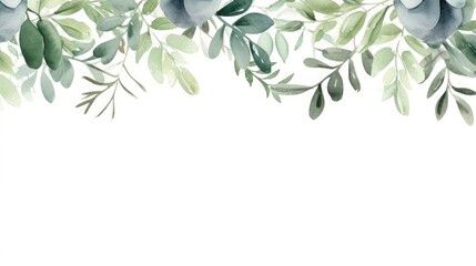 green leafy and floral wallpaper on white background - obrazy, fototapety, plakaty