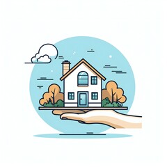 hand drawn real estate flat minimalist  logo icon