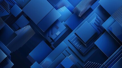 Fototapeta premium Abstract blue minimalist geometric composition, futuristic digital background illustration