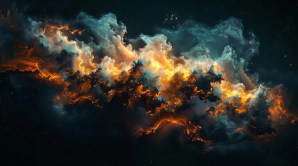 Abstract harmonious nebula cloud patterns swirling in isolated cosmic shape, artistic illustration - obrazy, fototapety, plakaty