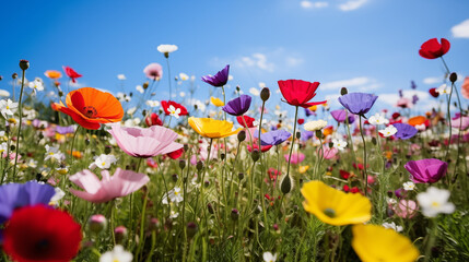 colorful wildflowers and the sun be shining brightly to create a summery feel