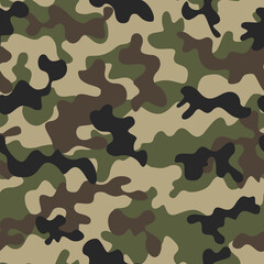 Fototapeta premium Classic camouflage background, seamless fabric texture, fashionable modern print. Army pattern