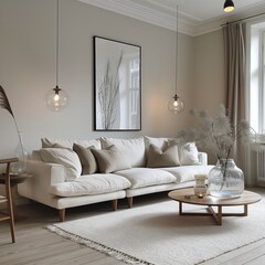 Interior design of modern apartment. Interior mockup. Scandinavian interior design. Generative AI
