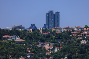 Obraz premium Beautiful houses and city streets, public place in Turkey, on a summer sunny day