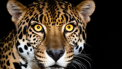 A Jaguar With Its Golden Eyes Glinting In The Dark