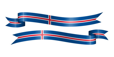 set of flag ribbon with colors of Iceland for independence day celebration decoration