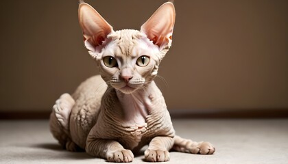 Devon Rex cat with its short  curly fur and large ears   (2)