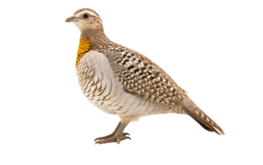 A bird gracefully stands on a pristine white surface