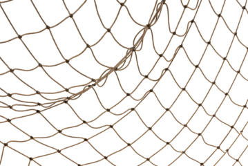 Football or tennis net. Rope mesh on a white background close-up