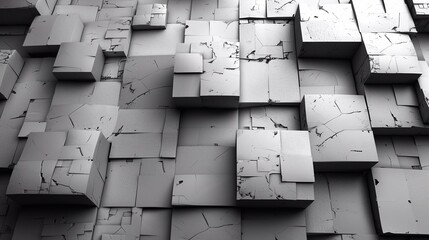 Abstract background, wall of stone gray cube