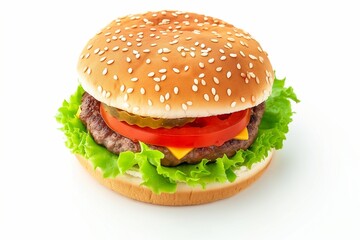 fresh tasty burger isolated on white background, burger isolated, fast food burger, fast food, junk food, burger