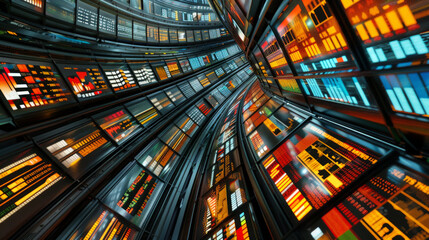 A collection of color-coded stock market indexes representing the performance of different sectors