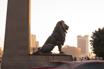 Bronze lion, Kasr Al-Nil Bridge, Cairo, Egypt
