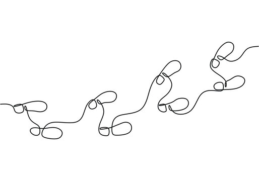 Continuous one line drawing of footsteps