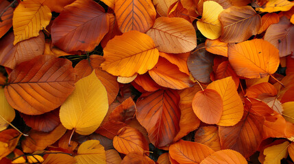 Obrazy na Plexi  Zbliżenie przestawiające opadłe jesienne liście grabu