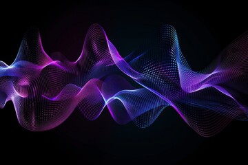 an audio wave, purple and blue on a black background, glitch art in a dark white and light cyan style Generative AI - obrazy, fototapety, plakaty