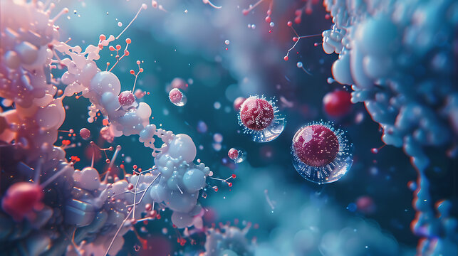 3d render of virus cells in medical background. Bacteria cell