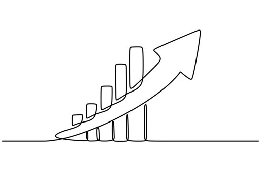 recommend clip art: Growing graph in continuous line drawing style Line art business chart