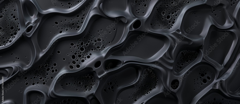Poster dark fluid abstract background. fluid form with a smooth, dark surface, creating a sleek and modern 