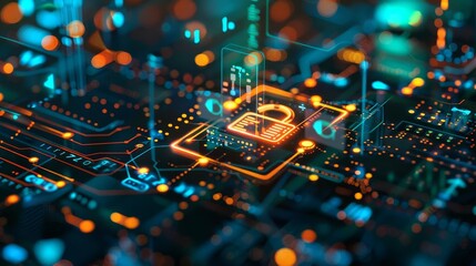 Obraz premium Digital data protection and cyber security concept illustration with glowing network connections