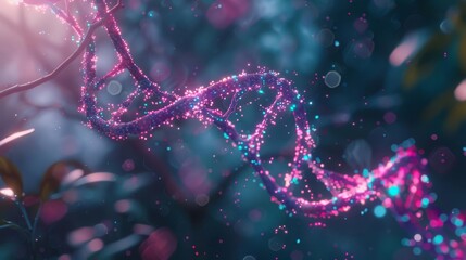 DNA double helix structure representing genetics, biotechnology, and medical research, symbolizing the essence of life and scientific discovery, 3D rendering