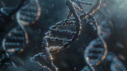DNA double helix structure representing genetics, biotechnology, and medical research, symbolizing the essence of life and scientific discovery, 3D rendering