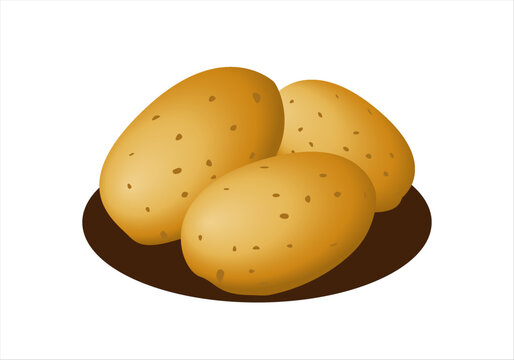 Plato con 3 patatas o tuberculos. Hidratos de carbono. Dieta vegana o vegetariana