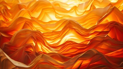 Abstract fiery dunes illustration. Warm hues of desert sand waves. Minimalist nature backdrop for print and design