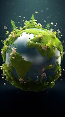 Earth day concept with globe, nature and eco friendly environment