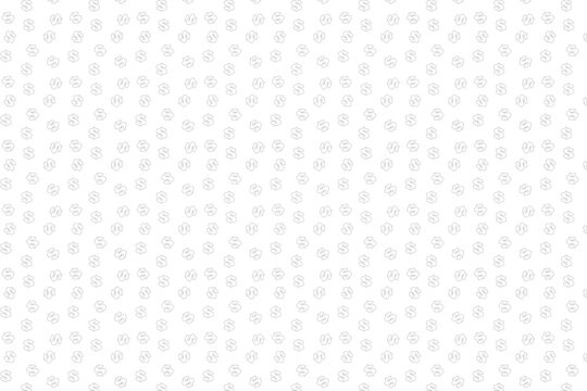 Seamless abstract pattern. Dollar. Fantasy ornament. Gray dollar on white background Flyer design, advertising background, fabric, clothing.