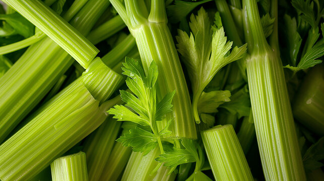 Zbliżenie na pocięte kawałki łodygi selera