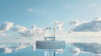 Obraz premium Crystal Clear Glasses Display Podium: Product Mockup Showcase