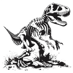 Tyrannosaurus rex skeleton. Vector illustration isolated on white background
