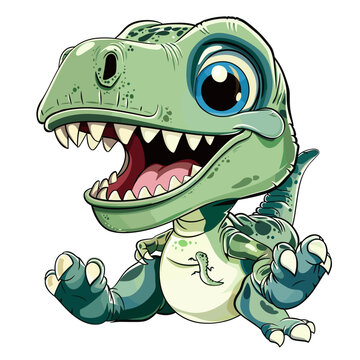 Cute cartoon dinosaur . Vector illustration isolated on white background