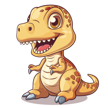 Cute cartoon tyrannosaurus rex isolated on white background vector illustration