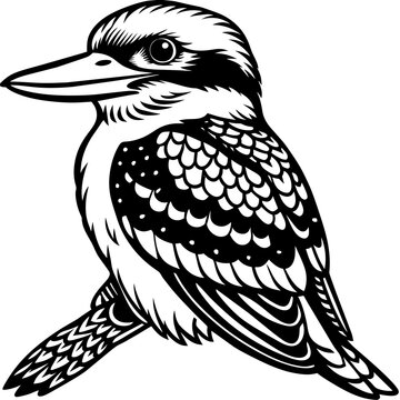 recommend clip art: kookaburra silhouette vector art illustration